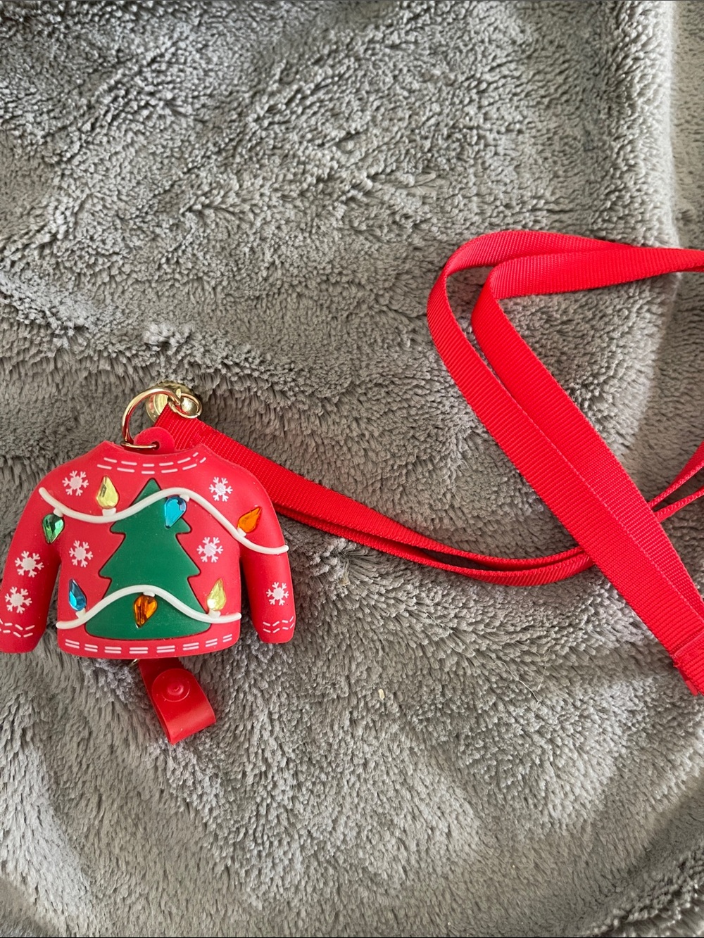 Bath & Body Works Red Holiday Sweater Lanyard  Tree sanitizer pocketbac holder